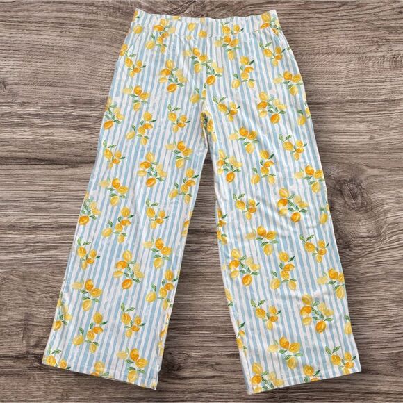 d&co Chic Women’s Size Large Citrus Lemon Print Pajama Pants d&co Beach Comfort - Picture 1 of 6